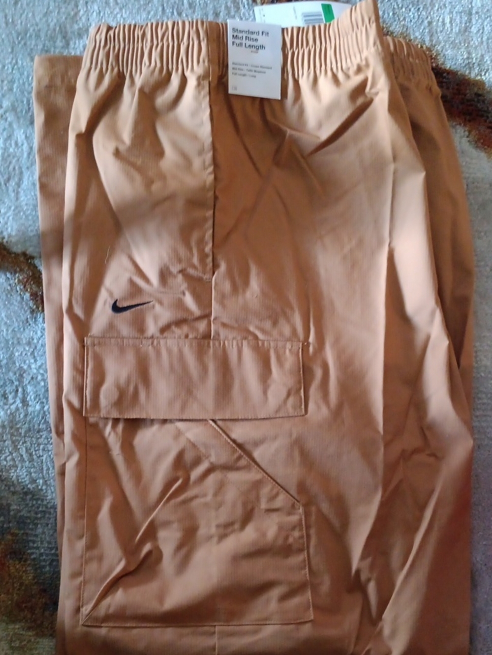 Nike Womens Tan Cargo Scrub Pants with Black Swoosh